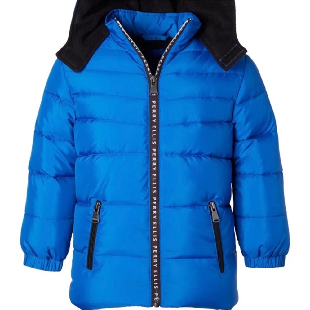NEW! Perry Ellis puffer hooded Blue coat Boys size 10/12 NWT